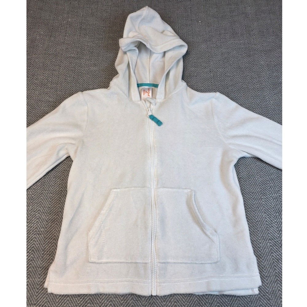 Cat & Jack Girls White Terry Cloth Full Zip Hoodie Sweatshirt Size M/L